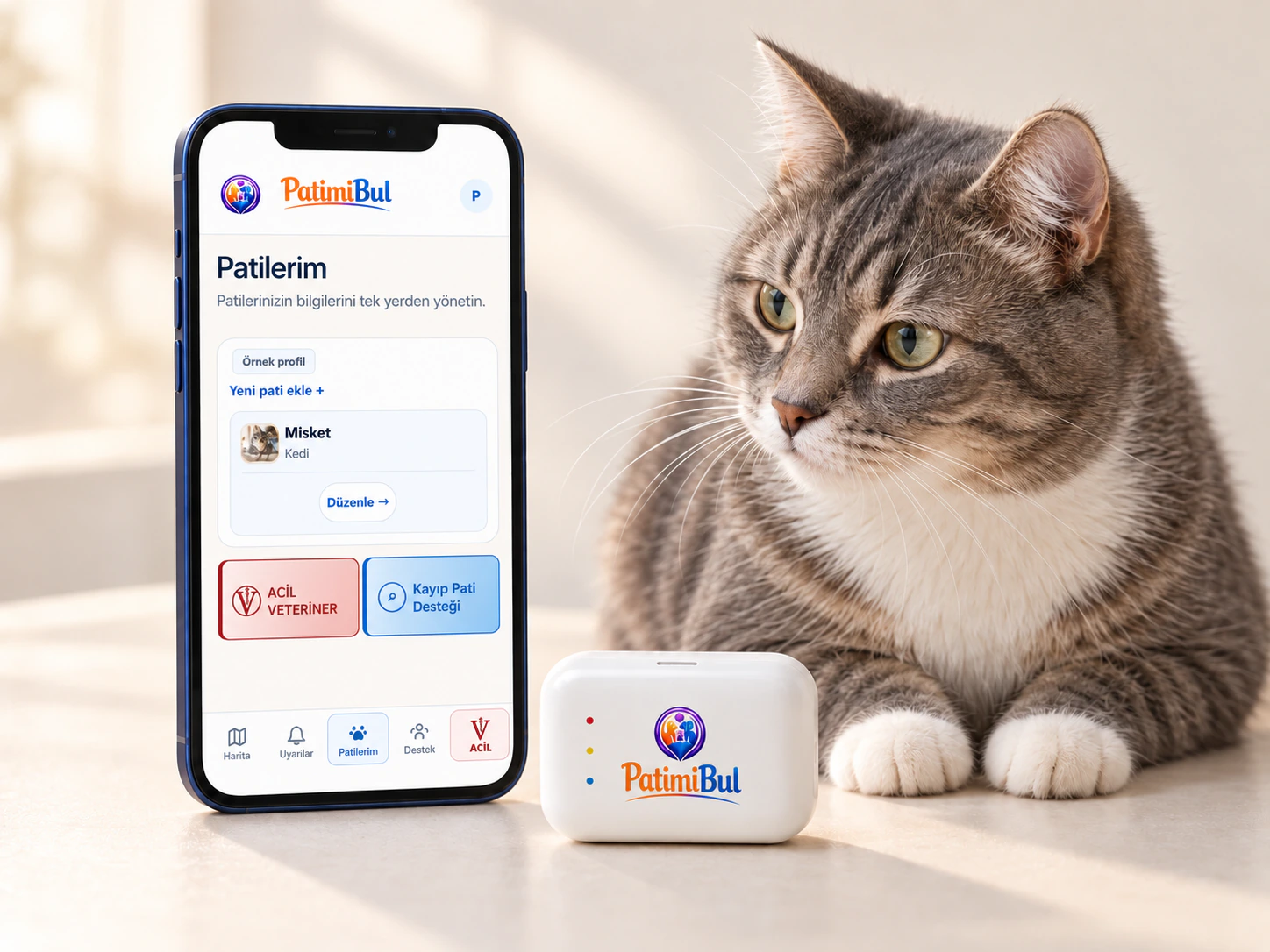 PatimiBul takip cihazı, Türkçe örnek profil ekranı ve kedi